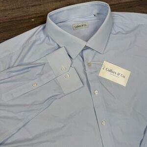 Collars & Co Mens 2XL Apex Performance Dress Shirt Blue Cornerstone Stretch NWT